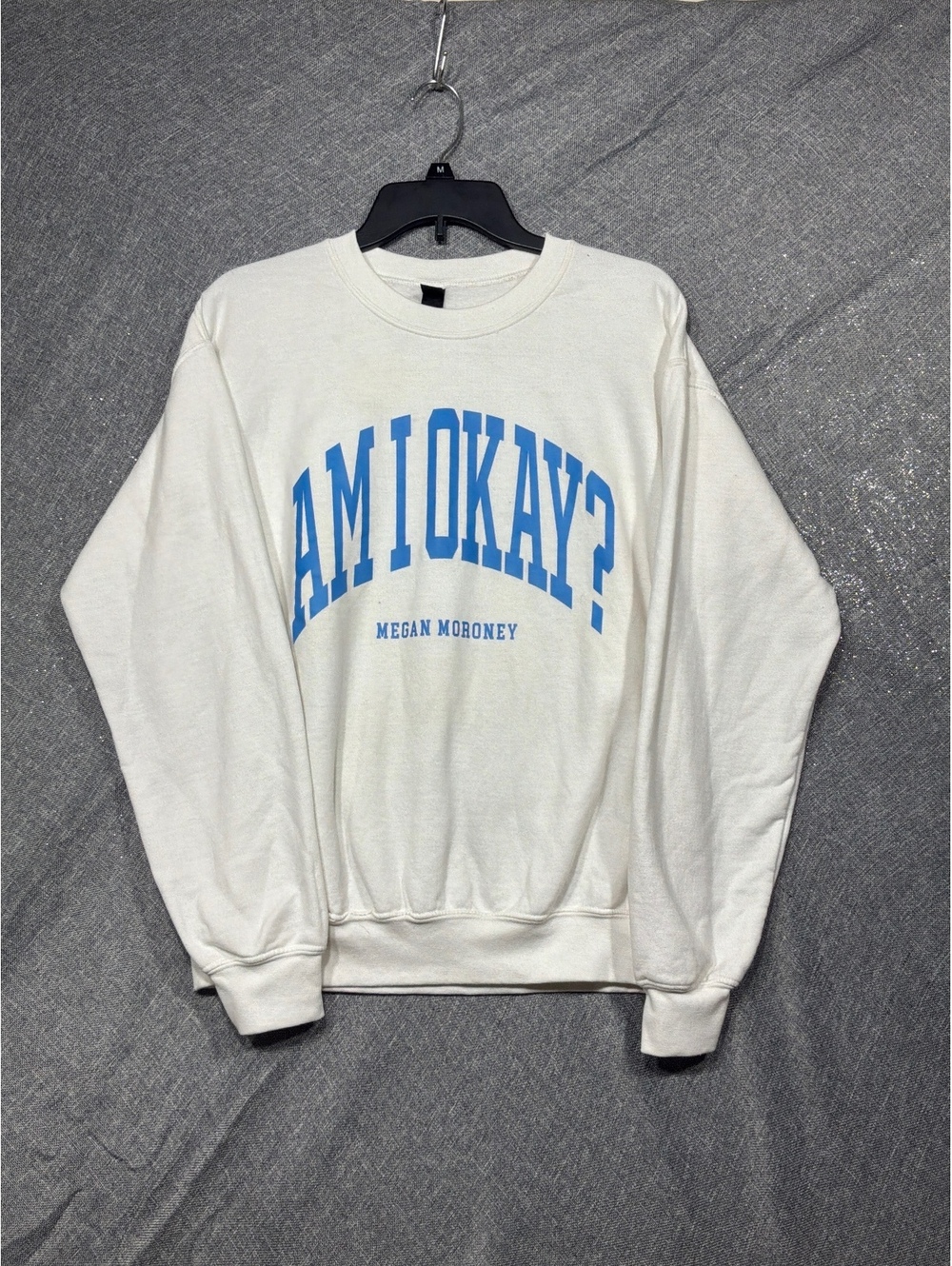 Gildan Heavy Blend Men's Sweatshirt "Am I Okay?" Graphic Crewneck Medium